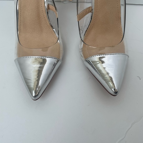 COPY - Liliana ankle strap metallic sling back heel / clear pointy toe pumps - Picture 10 of 10